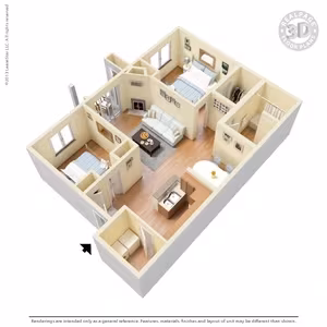 2 Bed 1 Bath 922 SqFt (850 Net) 000723-2 floor plan